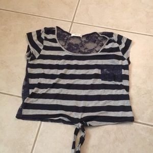 Lace striped crop top